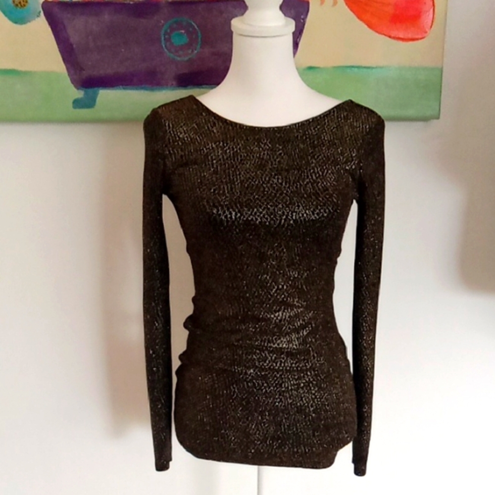 Cache Elegant Black Long Sleeve Top